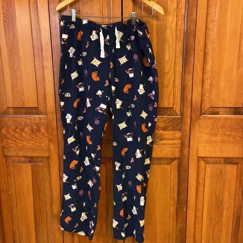 Old Navy Navy Graphic Cotton Pajama Bottoms, Loungewear Preowned Size Medium
